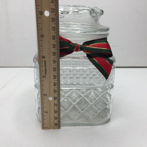 Vintage Anchor Hocking Wexford Square Christmas Glass Candy Jar Canister - Picture 11 of 11